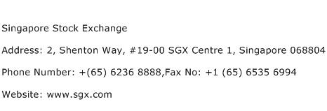 Singapore Stock Exchange Address Contact Number