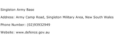 Singleton Army Base Address Contact Number