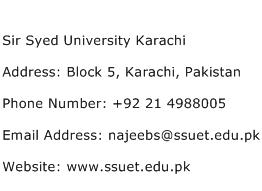 Sir Syed University Karachi Address Contact Number