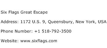 Six Flags Great Escape Address Contact Number