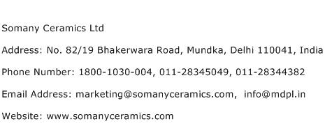 Somany Ceramics Ltd Address Contact Number
