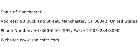 Sonic of Manchester Address Contact Number