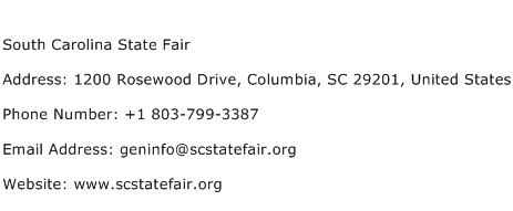 South Carolina State Fair Address Contact Number