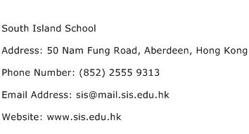 South Island School Address Contact Number