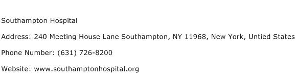 Southampton Hospital Address Contact Number