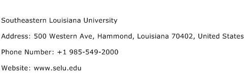 Southeastern Louisiana University Address Contact Number