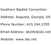 Southern Baptist Convention Address Contact Number