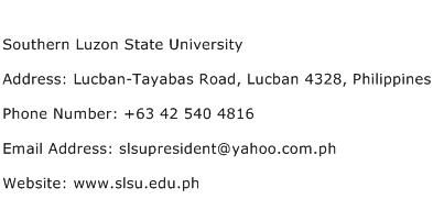 Southern Luzon State University Address Contact Number
