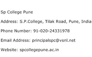 Sp College Pune Address Contact Number