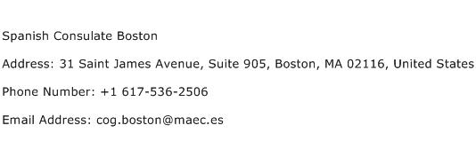 Spanish Consulate Boston Address Contact Number