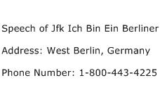 Speech of Jfk Ich Bin Ein Berliner Address Contact Number