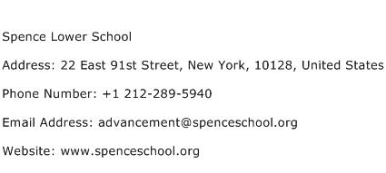 Spence Lower School Address Contact Number