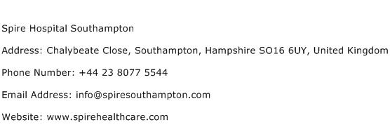 Spire Hospital Southampton Address Contact Number
