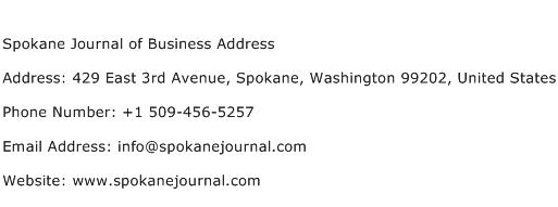 Spokane Journal of Business Address Address Contact Number