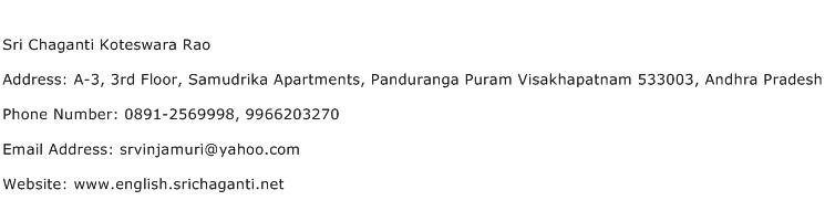 Sri Chaganti Koteswara Rao Address Contact Number