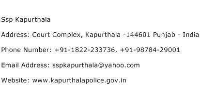 Ssp Kapurthala Address Contact Number