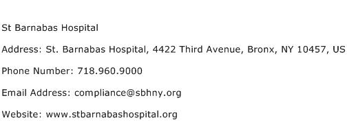 St Barnabas Hospital Address Contact Number