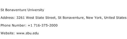 St Bonaventure University Address Contact Number