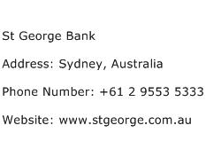 St George Bank Address Contact Number