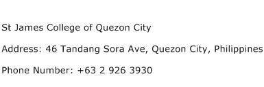 St James College of Quezon City Address Contact Number