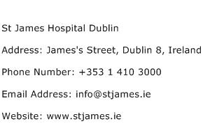St James Hospital Dublin Address Contact Number