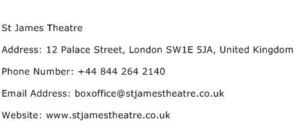 St James Theatre Address Contact Number