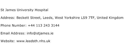 St James University Hospital Address Contact Number