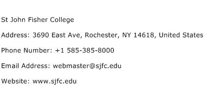 St John Fisher College Address Contact Number