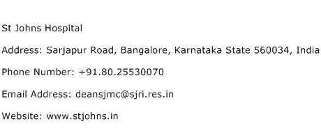 St Johns Hospital Address Contact Number