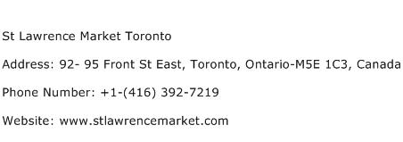St Lawrence Market Toronto Address Contact Number