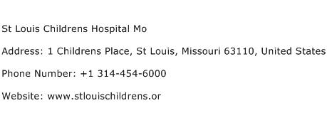 St Louis Childrens Hospital Mo Address Contact Number