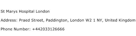 St Marys Hospital London Address Contact Number