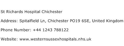 St Richards Hospital Chichester Address Contact Number