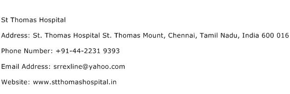 St Thomas Hospital Address Contact Number