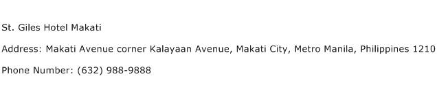 St. Giles Hotel Makati Address Contact Number