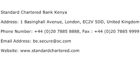 Standard Chartered Bank Kenya Address Contact Number