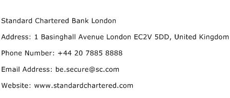 Standard Chartered Bank London Address Contact Number