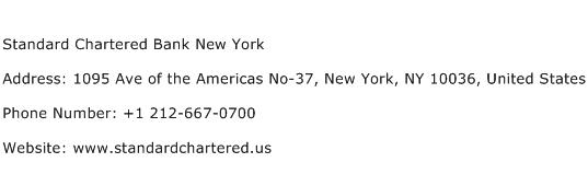 Standard Chartered Bank New York Address Contact Number