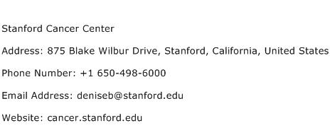 Stanford Cancer Center Address Contact Number