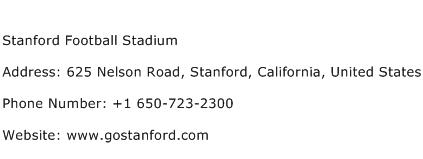 Stanford Football Stadium Address Contact Number