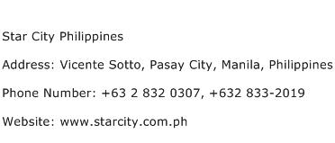 Star City Philippines Address Contact Number