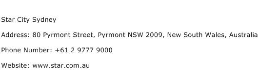 Star City Sydney Address Contact Number