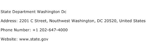 State Department Washington Dc Address Contact Number