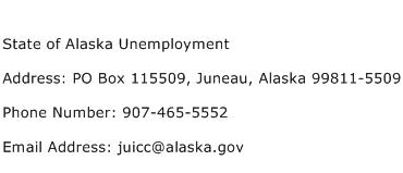 State of Alaska Unemployment Address Contact Number