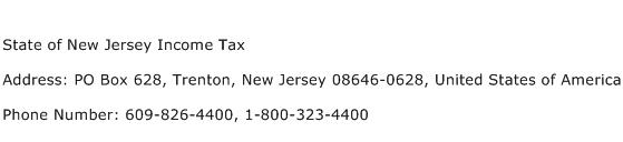 State of New Jersey Income Tax Address Contact Number