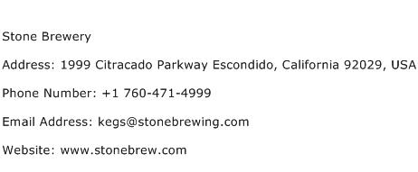 Stone Brewery Address Contact Number
