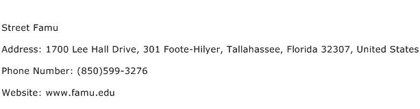 Street Famu Address Contact Number