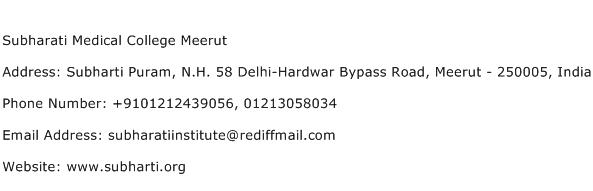 Subharati Medical College Meerut Address Contact Number