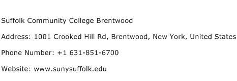 Suffolk Community College Brentwood Address Contact Number