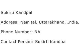 Sukirti Kandpal Address Contact Number